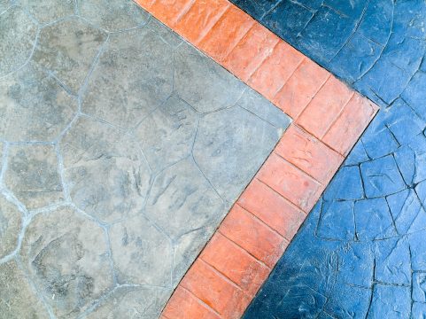 Coloured concrete floor showcasing a variety of colours and textures.